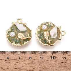 Luminous Rack Plating Alloy Resin and ABS Imitation Pearl and Porcelain Pendants&nbsp;ENAM-T091-69