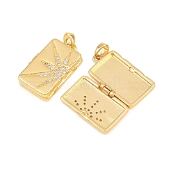 Brass Micro Pave Clear Cubic Locket Pendants&nbsp;KK-Z140-19G