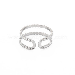 Non-Tarnish 304 Stainless Steel Double Line Open Cuff Ring for Women&nbsp;RJEW-S405-227P