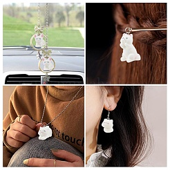 4Pcs 4 Styles Flocky Resin Pendants&nbsp;RESI-YW0006-21
