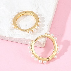 Round Brass & ABS Imitation Pearl Hoop Earrings&nbsp;EJEW-A156-07G