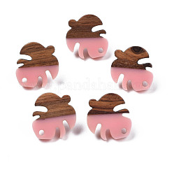 Resin & Walnut Wood Stud Earring Findings&nbsp;MAK-N032-027A