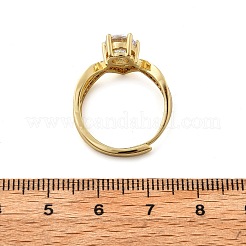 Brass Micro Pave Clear Cubic Zirconia Finger Rings for Women&nbsp;RJEW-U049-03G