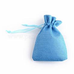 Polyester Imitation Burlap Packing Pouches Drawstring Bags&nbsp;ABAG-R005-14x10-20