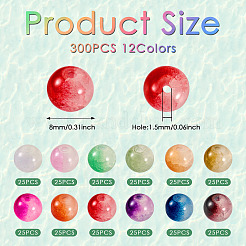 300Pcs 12 Colors Crackle Baking Paint Imitation Jade Glass Beads Set&nbsp;DGLA-TA0001-05