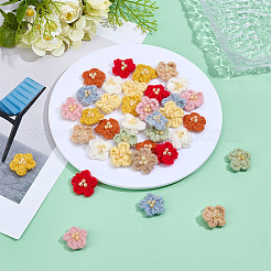 36Pcs 9 Colors Flower Wool Ornament Accessories&nbsp;AJEW-MA0001-15