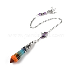 Natural & Synthetic Mixed Stone Cone Dowsing Pendulum Big Pointed Pendants&nbsp;AJEW-Z041-01I-AS