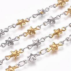 304 Stainless Steel Star Link Chains&nbsp;STAS-D233-23GP