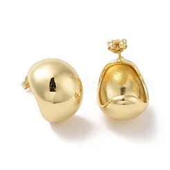 Rack Plating Brass Half Round Stud Earrings&nbsp;X-EJEW-G315-07G