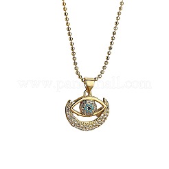 Brass Micro Pave Clear Cubic Zirconia Evil Eye Pendant Ball Chain Necklaces for Women&nbsp;WG5209A-01