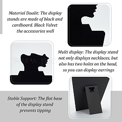 Velvet and Cardboard Side Face Profile Necklace Displays&nbsp;CON-WH0105-09