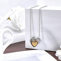 1Pc 304 Stainless Steel Heart Pendant Urn Ashes Necklaces&nbsp;NJEW-CN0001-19GP