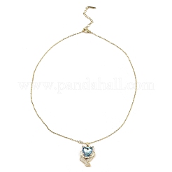 Lion Light Gold Brass Micro Pave Cubic Zirconia Pendant Necklaces&nbsp;NJEW-E105-17KCG