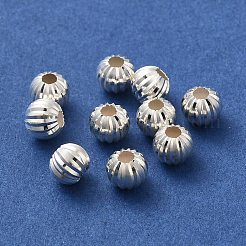 925 Sterling Silver Corrugated Round Spacer Beads&nbsp;STER-K178-01A-S