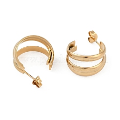 201 Stainless Steel Three Layers C-Shaped Stud Earrings&nbsp;EJEW-I309-14G