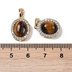 Brass with Cubic Zirconia and Tiger-Eye Pendants&nbsp;KK-Q030-18P