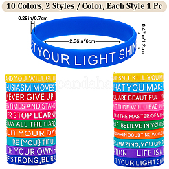 20Pcs 20 Style Motivational Quotes Silicone Cord Bracelets Wristbands&nbsp;BJEW-WH0020-51A