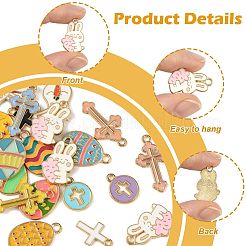 24Pcs 20 Styles Easter Egg Rabbit Cross Alloy Enamel Pendants&nbsp;ENAM-FS0004-01