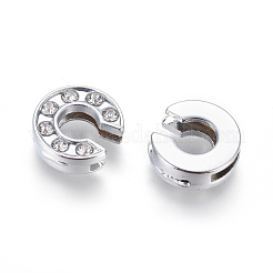 Alloy Initial Slide Charms with Grade A Rhinestones&nbsp;ALRI-R032-C-FF