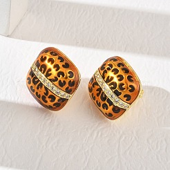 Brass Micro Pave Clear Cubic Zirconia Stud Earrings for Women&nbsp;EJEW-A169-01B-G