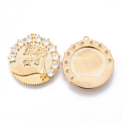 Brass Micro Pave Clear Cubic Zirconia Pendants&nbsp;KK-N232-172G-NF