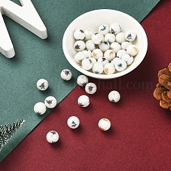 80Pcs 8 Colors Christmas Opaque Glass Beads&nbsp;EGLA-YW0001-03