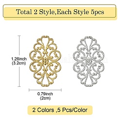 10Pcs 2 Colors Brass Filigree Joiners&nbsp;KK-YW0002-20