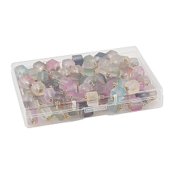100Pcs Glitter Frosted Glass Cube Connector Charms&nbsp;PALLOY-FS00042-02