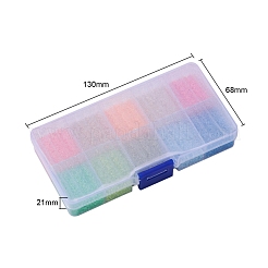 8000Pcs 10 Colors Fluorescent Color Glass Bugle Beads&nbsp;SEED-YW0001-32