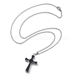 304 Stainless Steel Black Enamel Cross Urn Ashes Necklaces&nbsp;STAS-Z106-05P