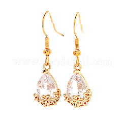 Elegant Brass Teardrop Flower Basket Dangle Earrings&nbsp;PV0025