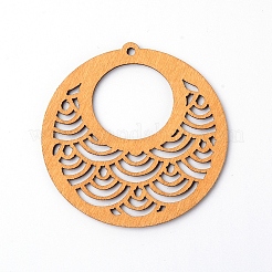 Hollowed Natural Wooden Big Pendants&nbsp;WOOD-WH0015-66