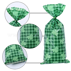 Rectangle Shamrock Clover Print Plastic Cookies Packing Pouches&nbsp;ABAG-WH0038-35B