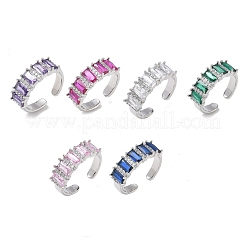 Brass Micro Pave Cubic Zirconia Cuff Open Rings for Women&nbsp;RJEW-L343-16P