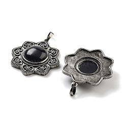 Natural Obsidian & Brass Pendants&nbsp;G-K338-09AS-10