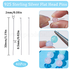 40Pcs 925 Sterling Silver Flat Head Pins&nbsp;STER-SC0001-23A