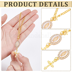12Pcs Oval with Virgin Mary & Cross Alloy & Iron Pendant Decoration&nbsp;HJEW-NB0002-30B