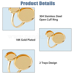 16Pcs 4 Styles 304 Stainless Steel Open Cuff Ring Findings&nbsp;DIY-HS0002-20