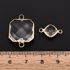 Brass with Glass Links/Connector Charms&nbsp;GLAA-T027-14