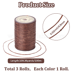 3 Roll 3 Colors Flat Waxed Polyester Thread String&nbsp;YC-CL0001-01A