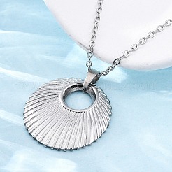Flat Round 304 Stainless Steel Pendant Necklaces&nbsp;NJEW-M096-05P