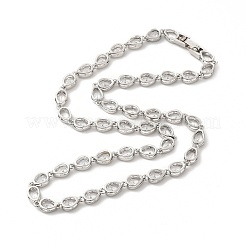 Clear Cubic Zirconia Teardrop Link Chain Necklace&nbsp;NJEW-E074-01P