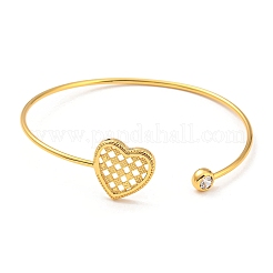 Clear Cubic Zirconia Cuff Bangles&nbsp;LS-BJEW-P305-03G