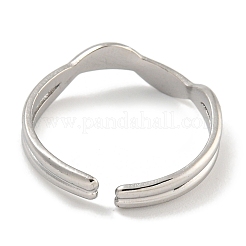 304 Stainless Steel Open Cuff Ring for Women&nbsp;RJEW-U014-08P