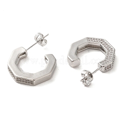 Brass Micro Pave Clear Cubic Zirconia Stud Earrings for Women&nbsp;EJEW-A040-09P