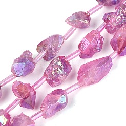 Dyed Electroplate Raw Rough Natural Amethyst Beads Strands&nbsp;G-Q610-05E