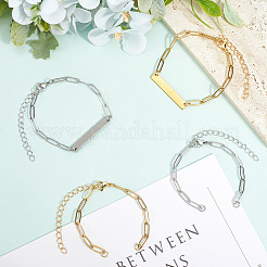 12Pcs 2 Colors 304 Stainless Steel Paperclip Chains Bracelet Making&nbsp;MAK-SC0001-36