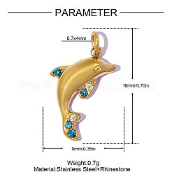 304 Stainless Steel with Sapphire Rhinestone Pendants&nbsp;RB-OY001-51G