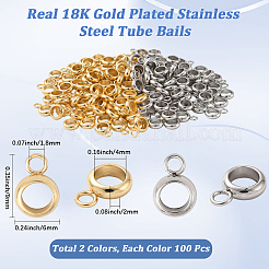 200Pcs 2 Colors 201 Stainless Steel Tube Bails&nbsp;STAS-BBC0008-24