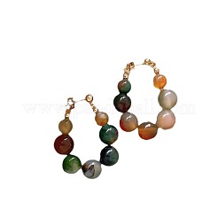 Glass Round Beaded Hoop Earrings&nbsp;FS-WG8B411-01